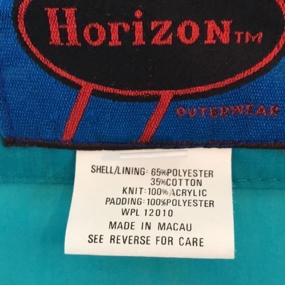 HORIZON Vintage Outerwear Reversible Turquoise Cream Black Puffer Ski Jacket—Lrg - Picture 5 of 16